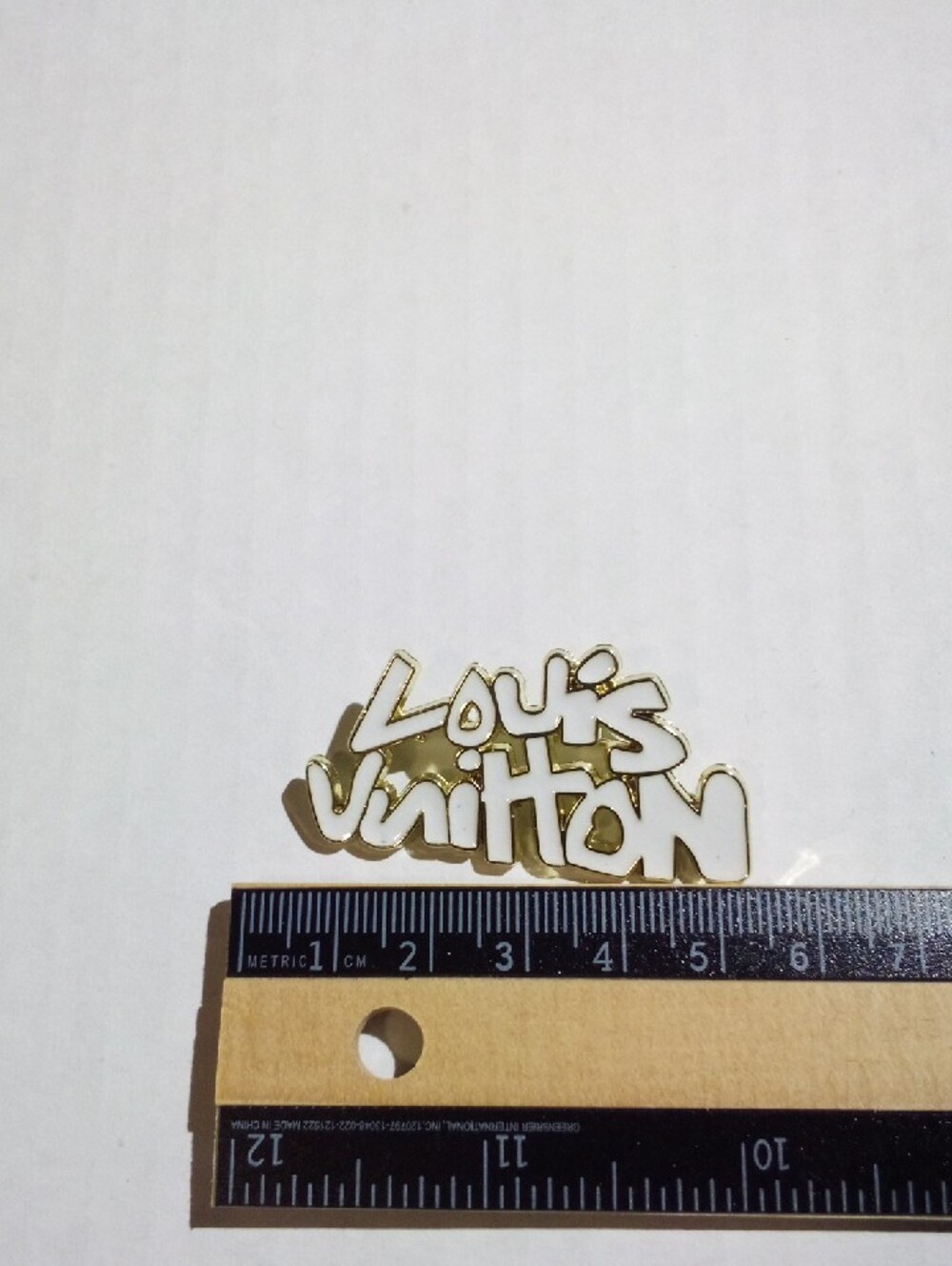 White Enamel Script Logo Brooch - Picture 2 of 5